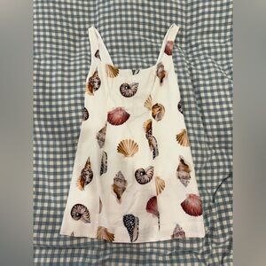 Show Me Your MuMu White Shell-Print Mini Dress